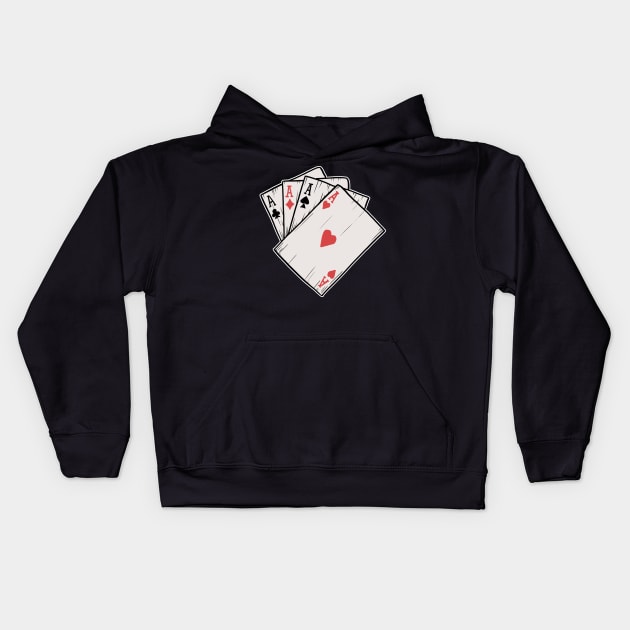 Traditional Tattoo Four Aces Playing Card Game Kids Hoodie by Mesyo